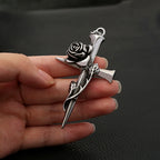Rose Cross Pendant — Stainless Steel