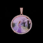 HHIOK Customized Necklaces Circle Chain Picture Personalized Diamond Memory Pendant with Photo Wing Design Gift for Men