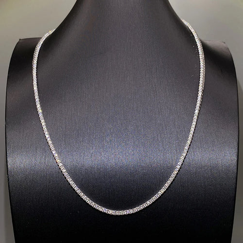 Hiphop S925 Silver 2mm Moissanite Tennis Chain Necklace for Women Men Miami Iced Out Bling Moissanite Diamond Link
