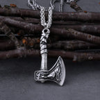 Viking Wolf and Crow Axe Pendant Retro Slavic Odin Amulet Men's Fashion Charm Stainless Steel Pendant Necklace Jewelry