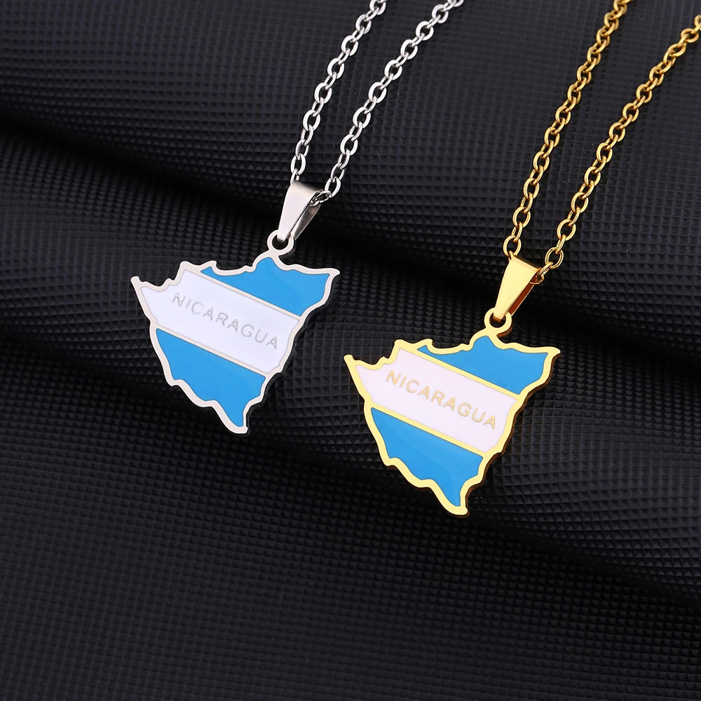Nicaragua Map Pendant Necklace