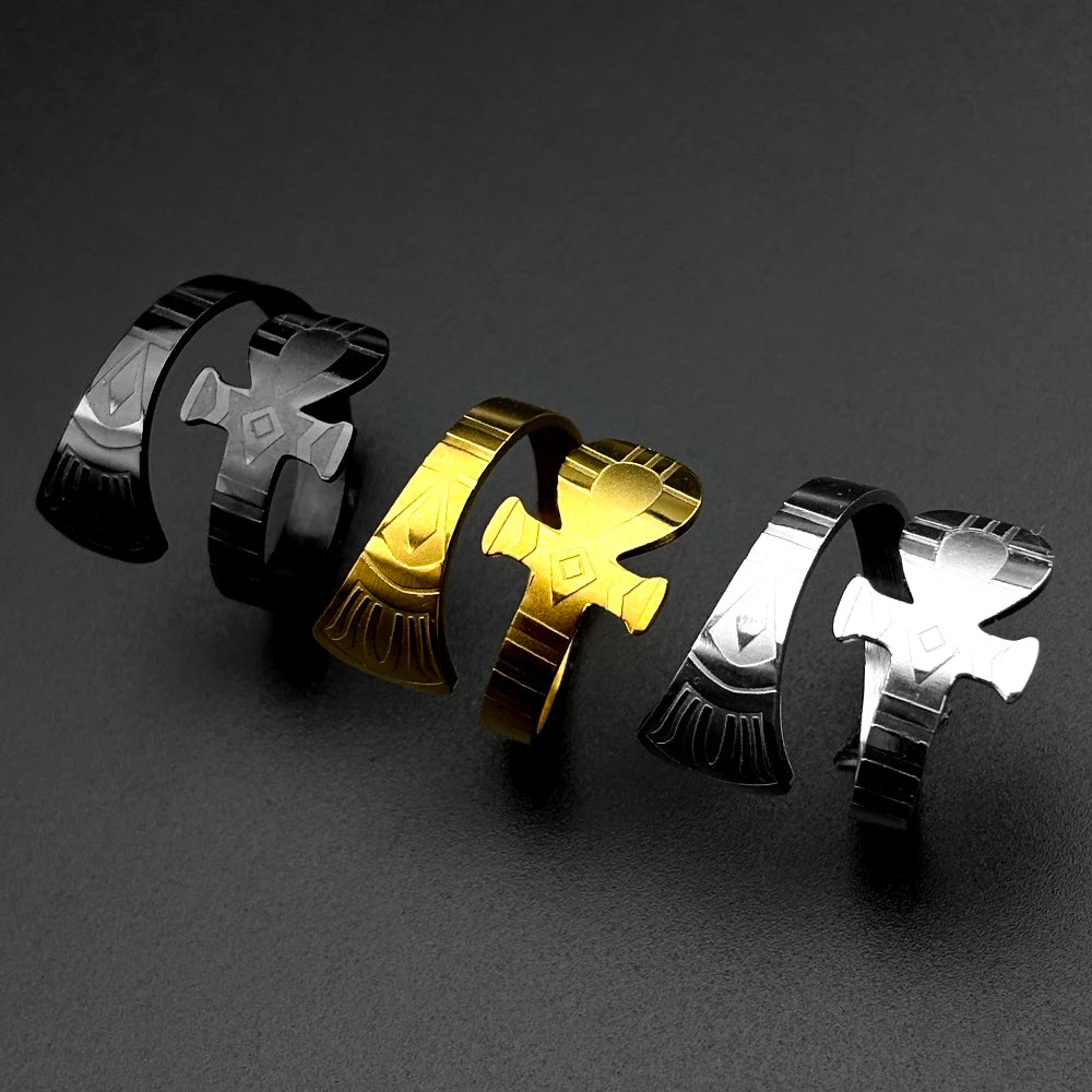 Egyptian Ankh Cross Key Of Life Adjustable Wrap Open Rings for Women Men Stainless Steel Finger Ring Amulet Protection