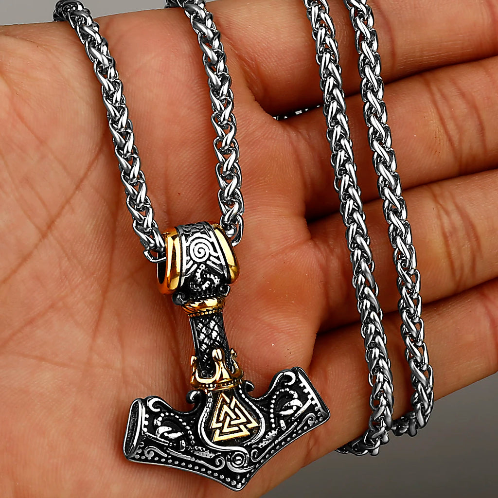 Original Viking Stainless Steel Thor Hammer Multiple Styles Domineering Unisex Necklace Pendant Boyfriend Gift