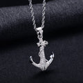 Iced Out Anchor Pendant — 14K Gold