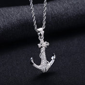 Iced Out Anchor Pendant — Gold-Tone Stainless Steel