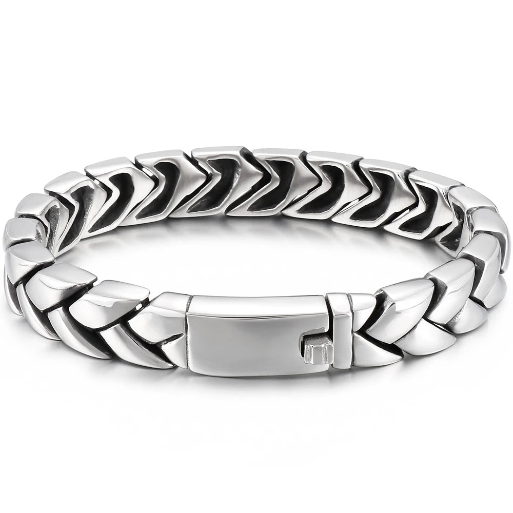 High Polished Stainless Steel Bracelet for Man 11MM Link Chain Men's Wrist Hand Jewelry Engraved Birthday Gifts for