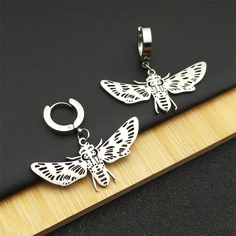 Bee Silver Earrings Vintage Hoop Flying Insect