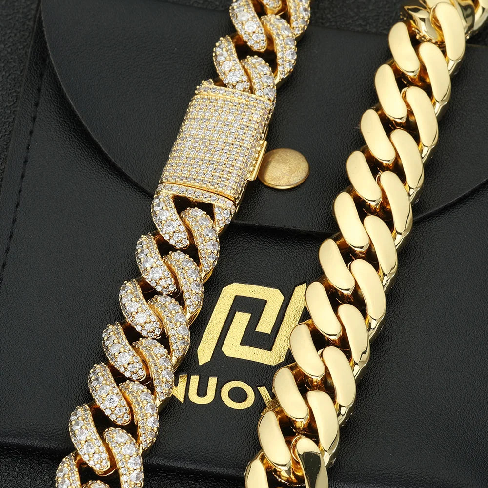 Cuban Chain Necklace Iced Out Gold 15MM