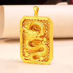 24K Gold Dragon Pattern Pendant Necklace