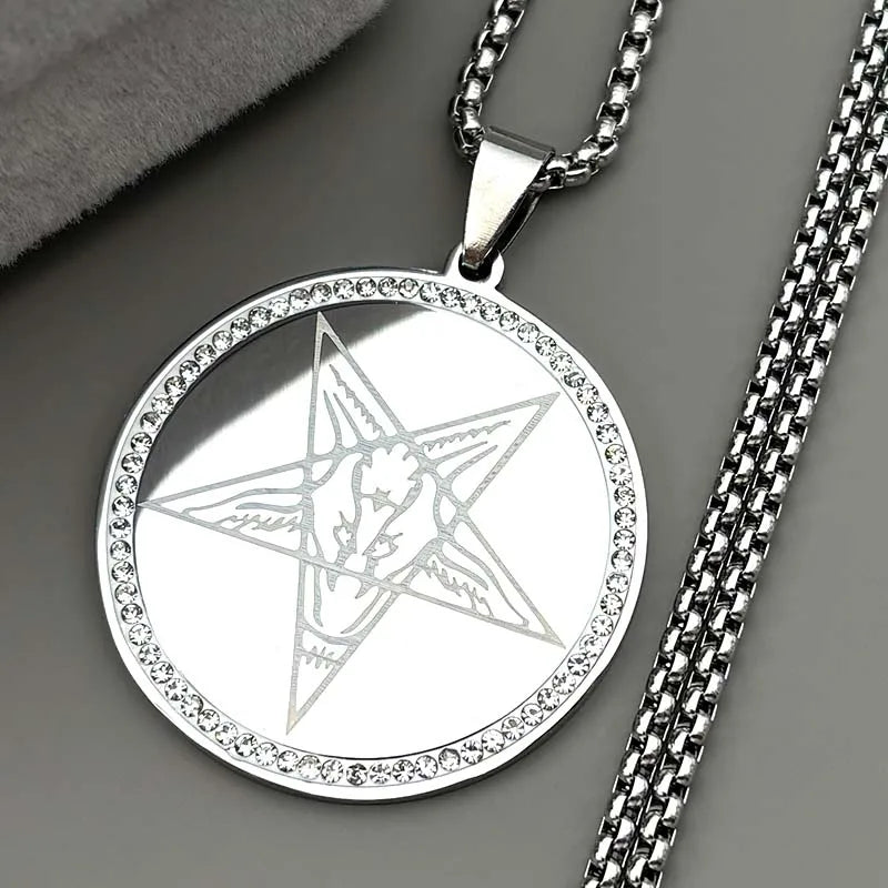 Star Baphomet Steel Pendant Gothic Inverted Pentagram