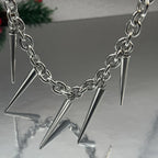 Gothic Large Spike Rivet Chunky Chain Necklace Unisex Stainless Steel Punk Style Grunge Jewelry Accessory for Women Men