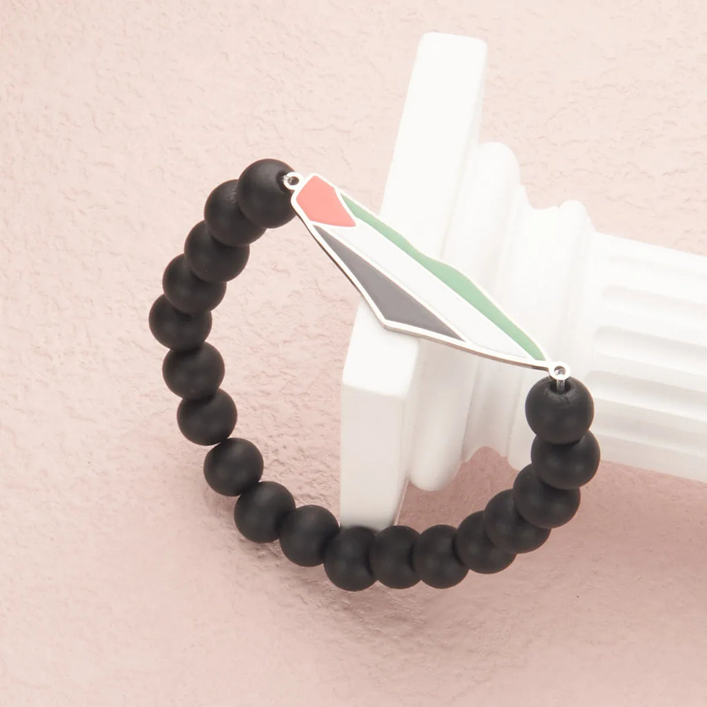 Palestine Flag Steel Bracelet Beaded Hand