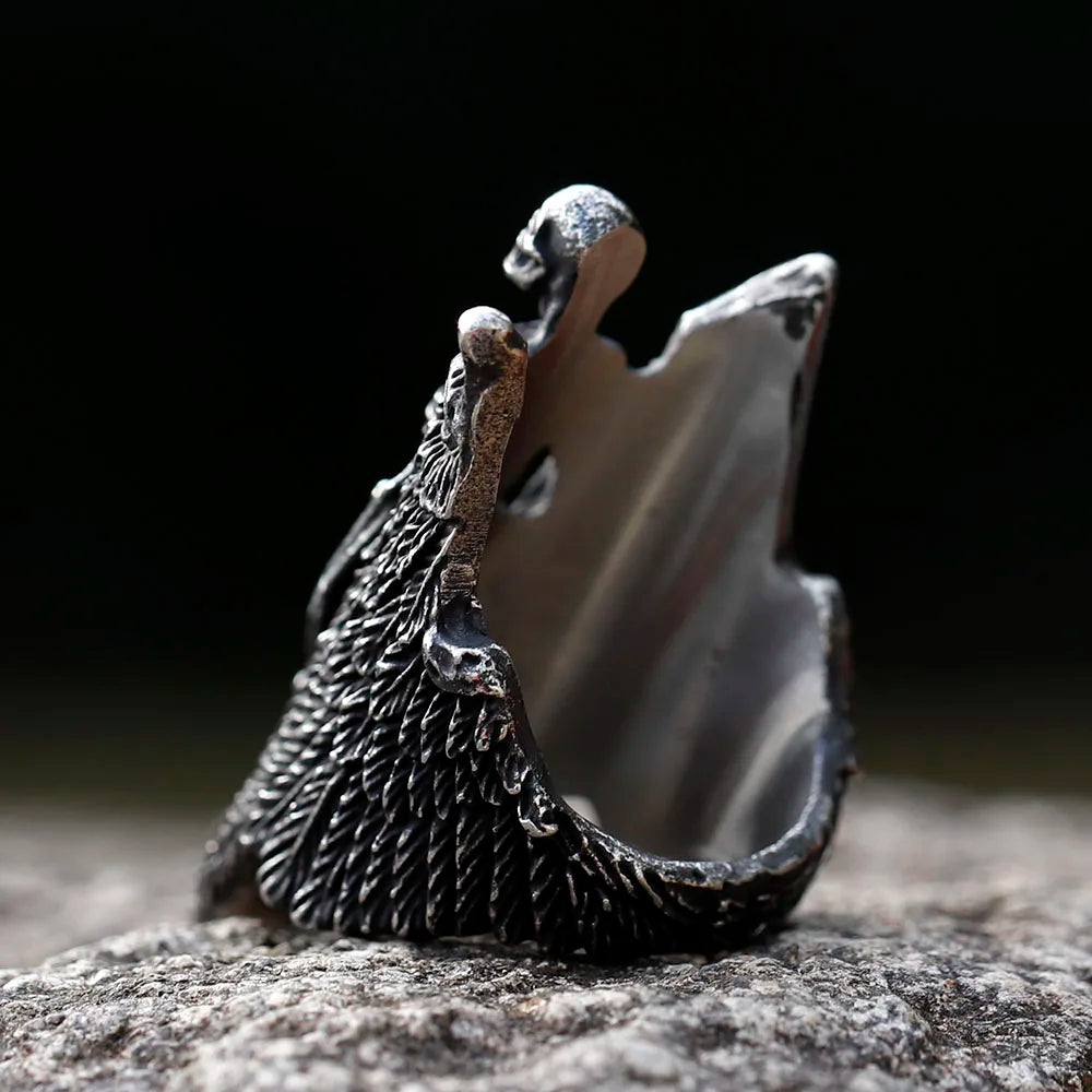 2022 NEW Men's 316L stainless steel rings Angel Wing Skull Vintage Aegishjalmur PUNK for teen Jewelry Gifts free