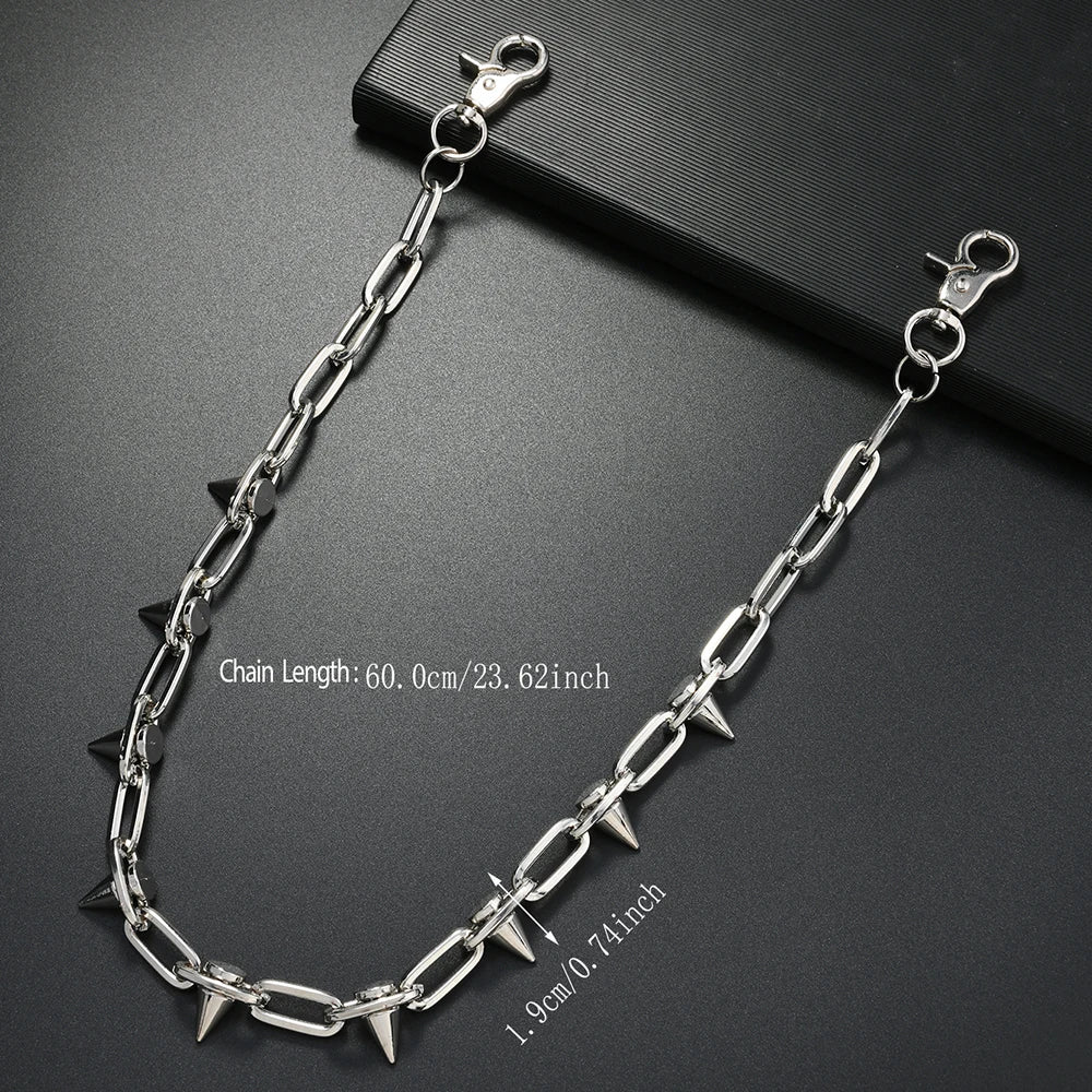 Punk Spike Wallet Chain Necklace — Zinc Alloy