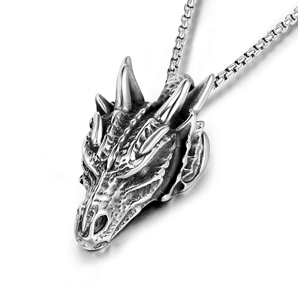 Dragon Head Pendant Necklace — Stainless Steel