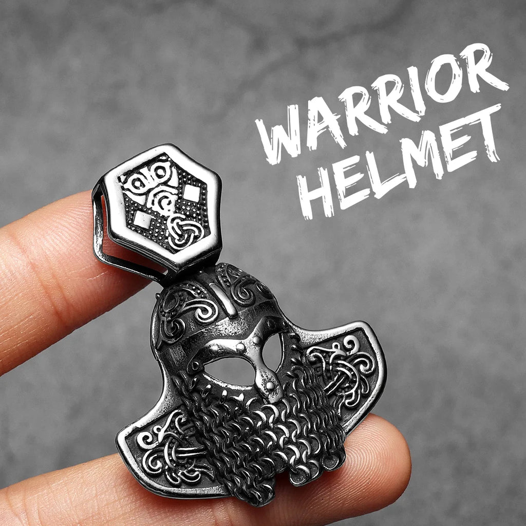 Viking Helmet Pendant Necklace — Stainless Steel