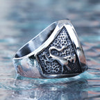 Retro Viking Stainless Steel Wolf Ring Men Biker Ice Wolf House Stark Winterfell Animal Ring Nordic Fashion Jewelry