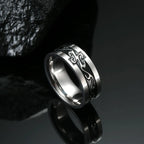 My Shape Vintage Fire Flame Totem Vine Cross Rings for Men Black Paint Punk Stainless Steel Finger Rings Male Jewelry