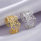My Shape Punk Spider Ring Stainless Steel Adjustable Open Finger Rings Animal Fashion Jewelry Women Men  Teen Halloween Gift