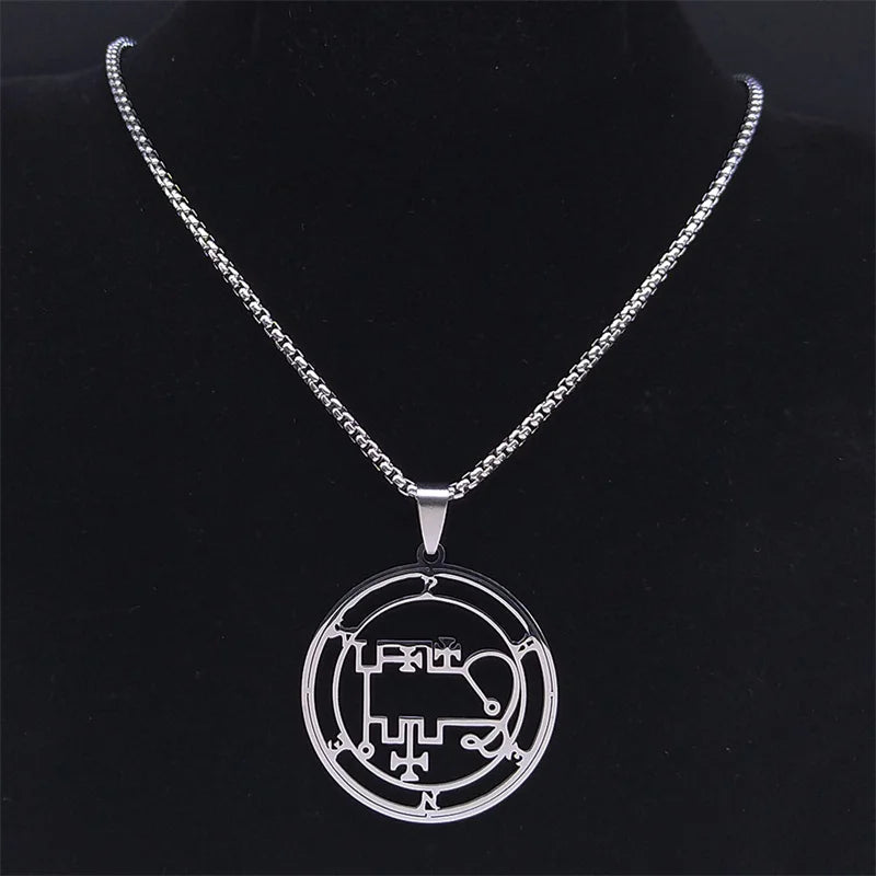 Gothic Demon Silver Pendant Necklace — Stainless Steel