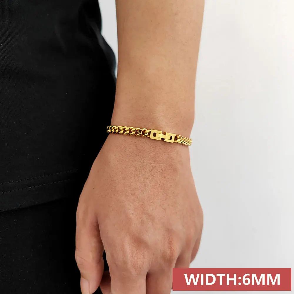 Stainless Steel Cuban Bracelet Miami Rectangle