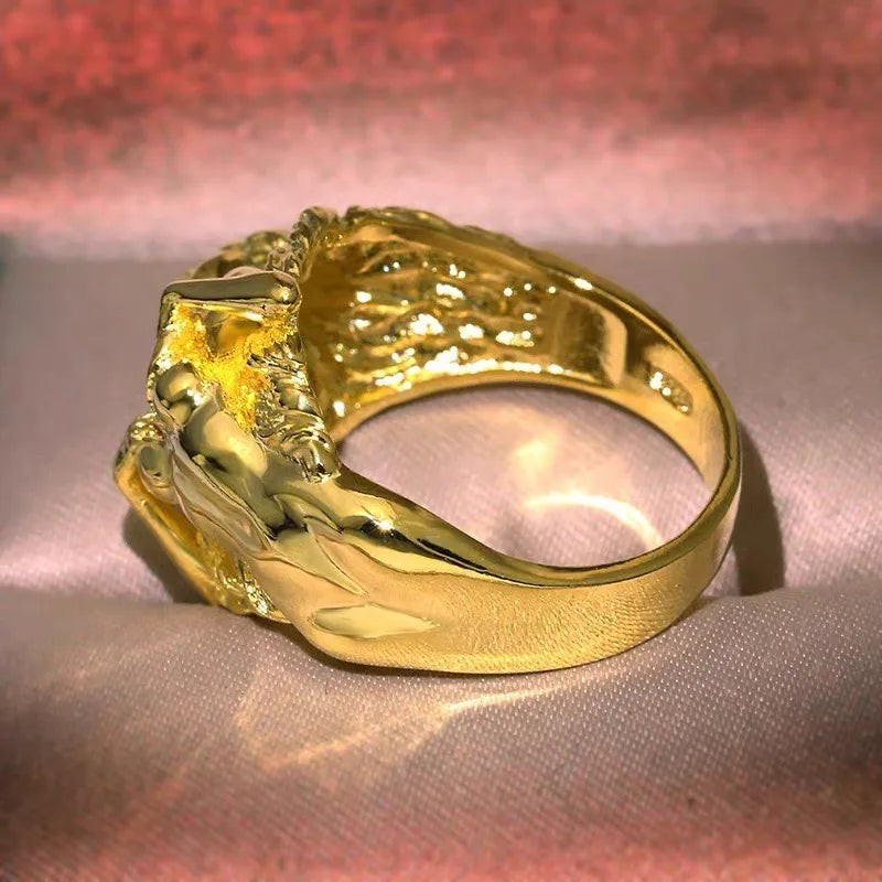 S925 Sterling Silver Plated Ring for Men and Women, 14K Gold, Personality, Retro, All-Match, European and American