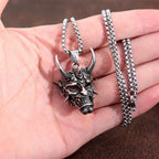 Gothic Stainless Steel Fang Demon Mask Pendant Necklace Retro Punk Style Biker Monster Skull Necklace Men Chain Jewelry Gift