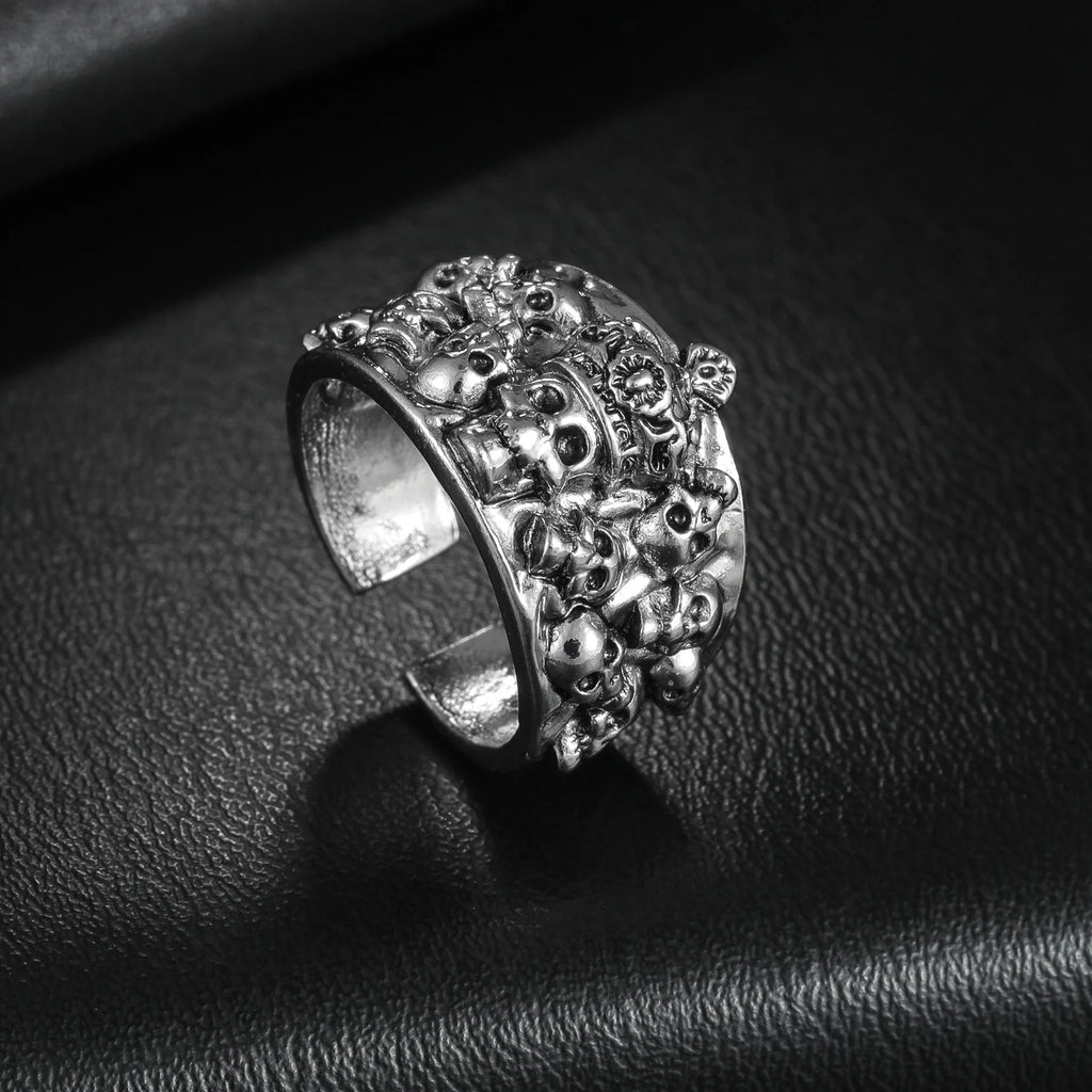 Men Gothic Skull Head Rings Skeleton Punk Hip Hop Black Cool For Male Boy Jewelry Creativity Gift Wholesale