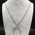 2024 Fashion Flower of Life Moon Stainless Steel Necklace for Women Silver Color Necklaces Pendants Jewelry colgantes