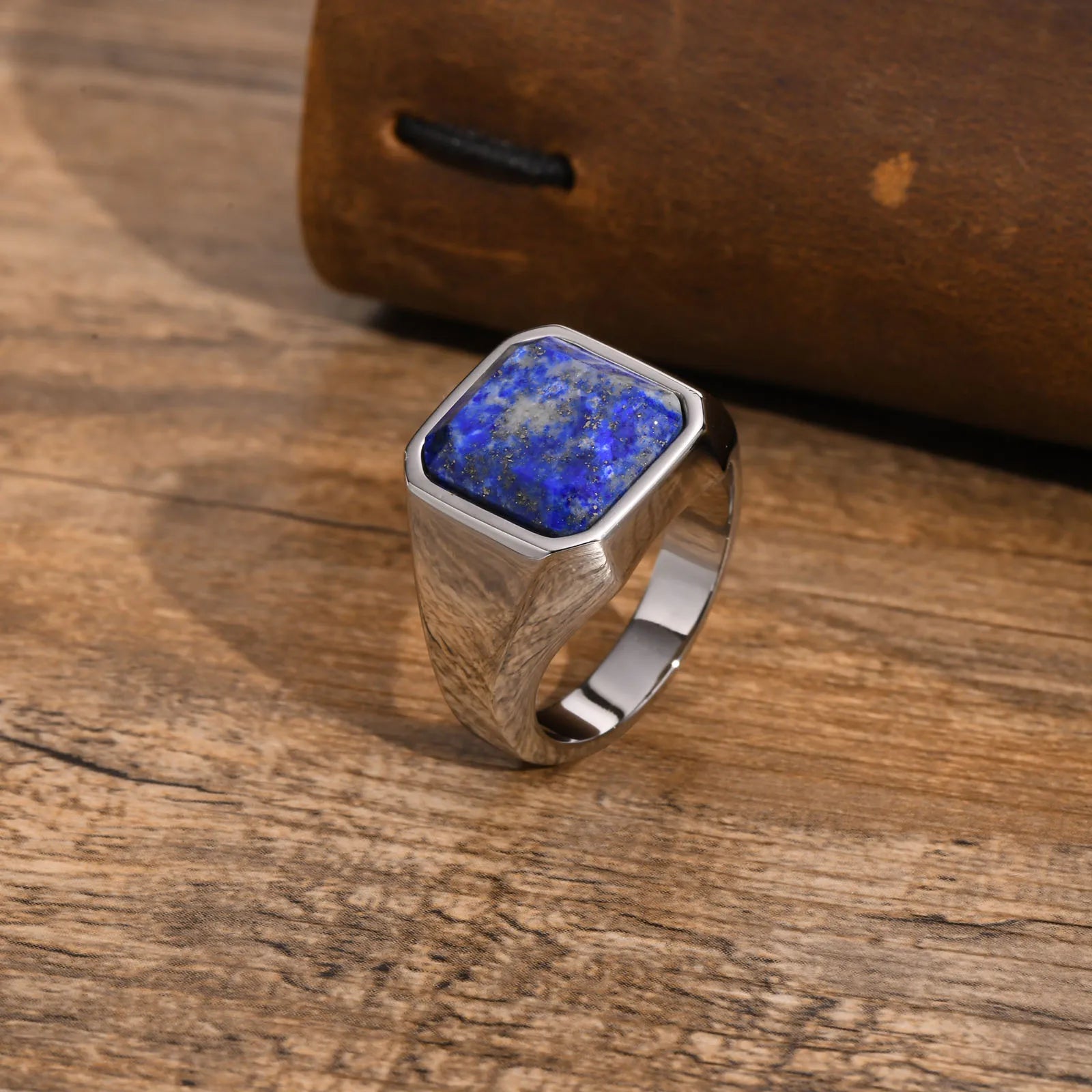 Natural Stone Signet Ring — Stainless Steel