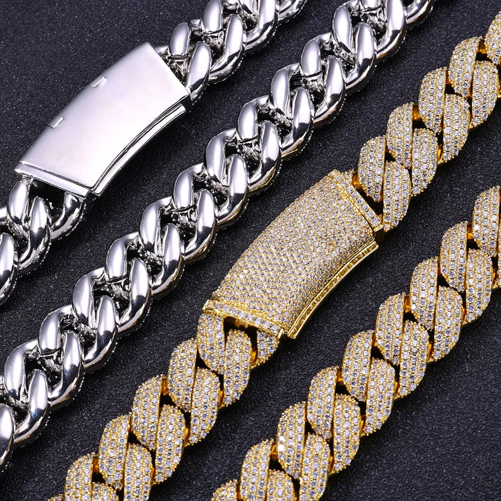 Iced Out Cuban Chain Necklace Stainless Steel 18MM