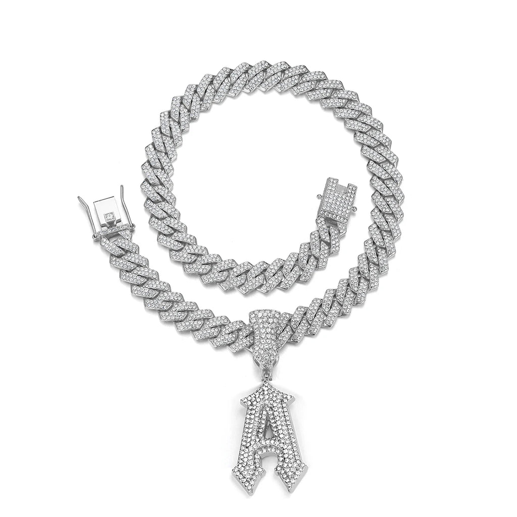 Fashion Shining A-Z Letter Pendant Zircon Inlaid Charm Necklace 26 Initial Alphabet Name Clavicle Chain Party Jewelry Gift