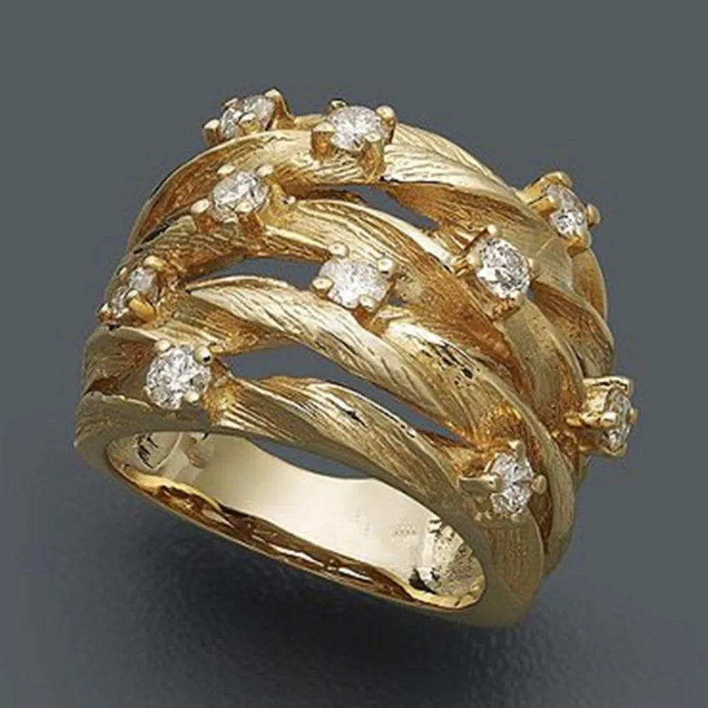 Entwined Vines Multi-Layer Wide Ring for Women — Stainless Steel