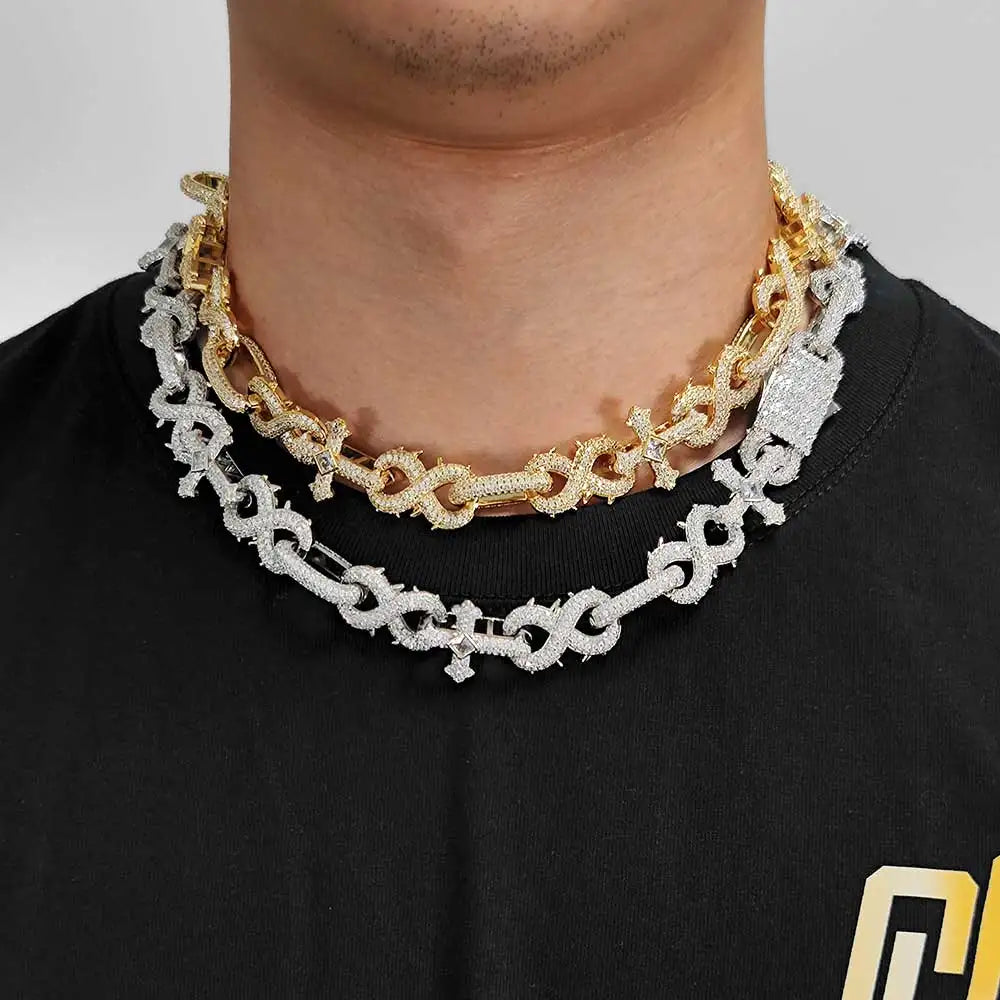 Iced Out Cross Cuban Chain Necklace 16MM