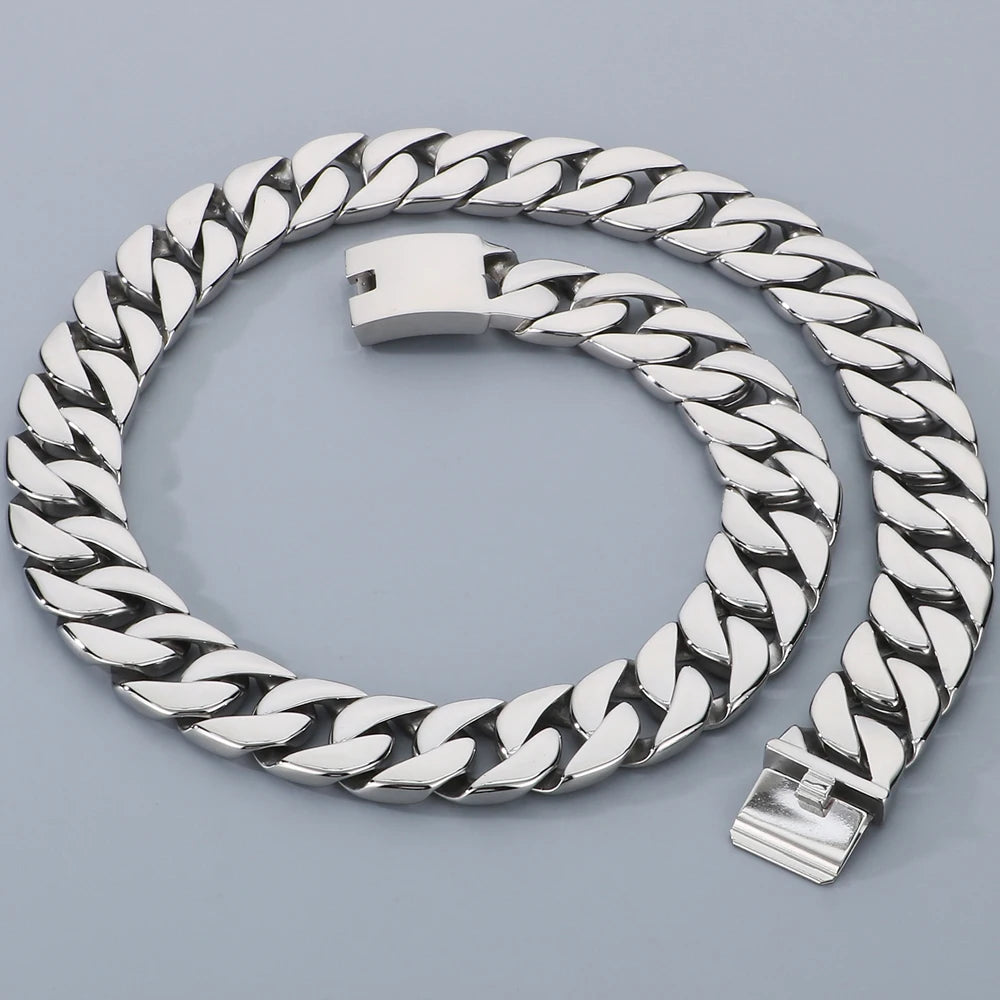 Men's 72CM Long 24MM Wide Curb Cuban Link Chain Necklaces Heavy Stainless Steel On Neck Chains for Man Party Jewelry