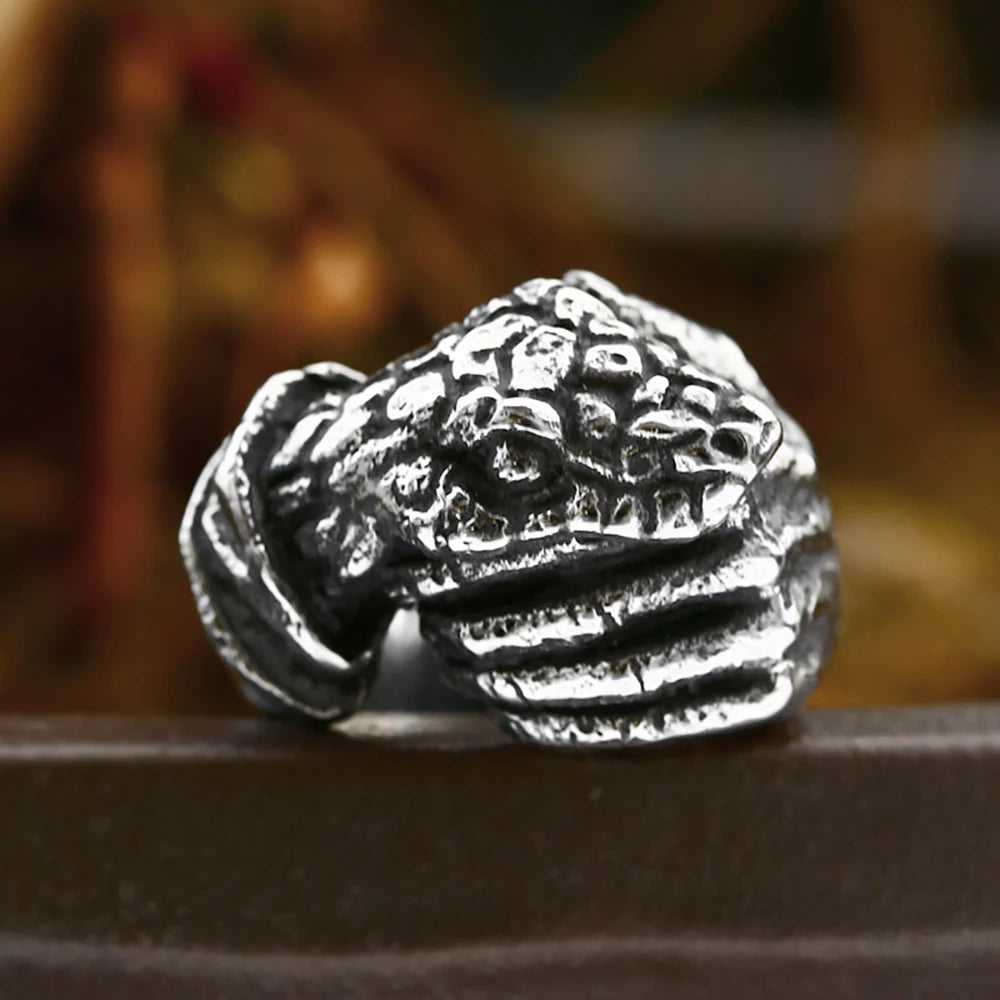 Gothic Snake Hand Bones Ring — Stainless Steel