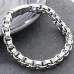 Vintage Cool 316L Stainless Steel Bracelet for Man 8MM Width Box Link Chain Cuff Bangle Classy Mens Boys Birthday