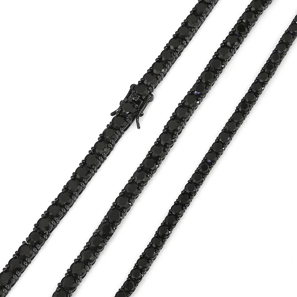 3MM Black CZ Tennis Chain Bracelet Hip Hop Black Ice Plated Tennis Bracelet Men and Women High End Accessories