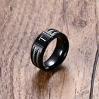 Black Letter Initial Ring — Stainless Steel