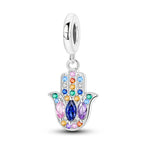 Devil's Eye Cross Charm Pendant — Silver