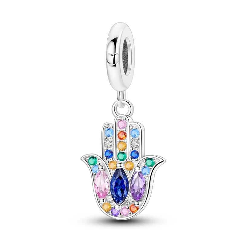 Devil's Eye Cross Charm Pendant — Silver