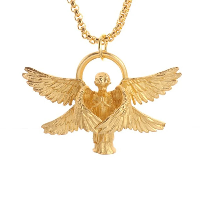 Vintage Punk Mythology Style Metal Sexy Angel Goddess Pendant Necklace for Men Women Classic Mysterious Souvenir Jewelry