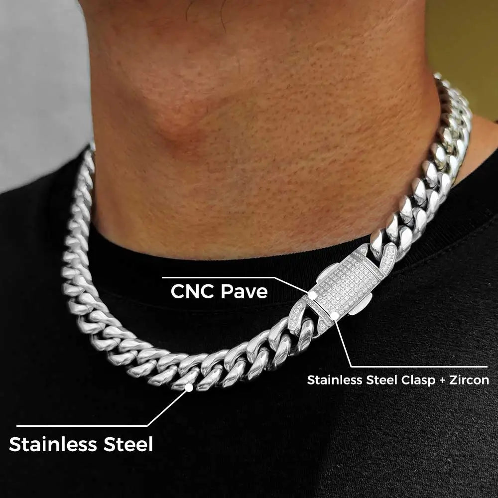 Stainless Steel Cuban Chain Necklace Miami 12MM
