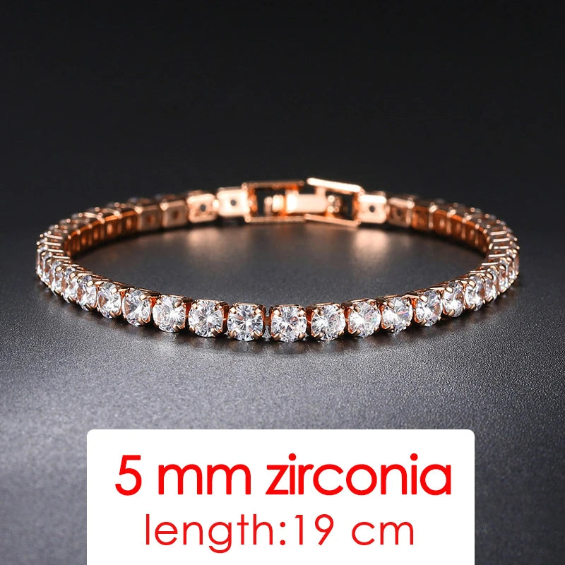ZHOUYANG Tennis Bracelets For Women Simple Luxury Round Crystal Gold Color Bangle Chain Wedding Female Gift Wholesale Jewelry