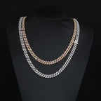 Gold Plated Silver Plated Stainless Steel Cubic Zirconia Iced Out Cuban Link Chain Hip Hop Jewelry Men Shiny Fashion Necklace