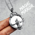 Magic Mirror Necklace Stainless Steel Men Skull Pendant Chain Vintage Punk Rock Hip Hop Rap for Friend Jewelry Gift