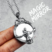Vintage Skull Mirror Pendant Necklace — Stainless Steel