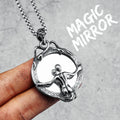 Magic Mirror Necklace Stainless Steel Men Skull Pendant Chain Vintage Punk Rock Hip Hop Rap for Friend Jewelry Gift Dropshipping