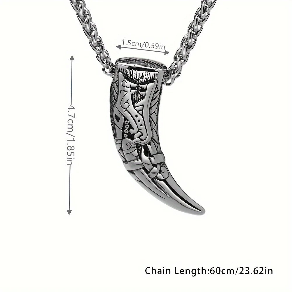 Viking Dragon Stainless Steel Pendant Necklace