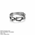 Twisted Thorn Branch Ring — 7mm Gothic, Stainless Steel